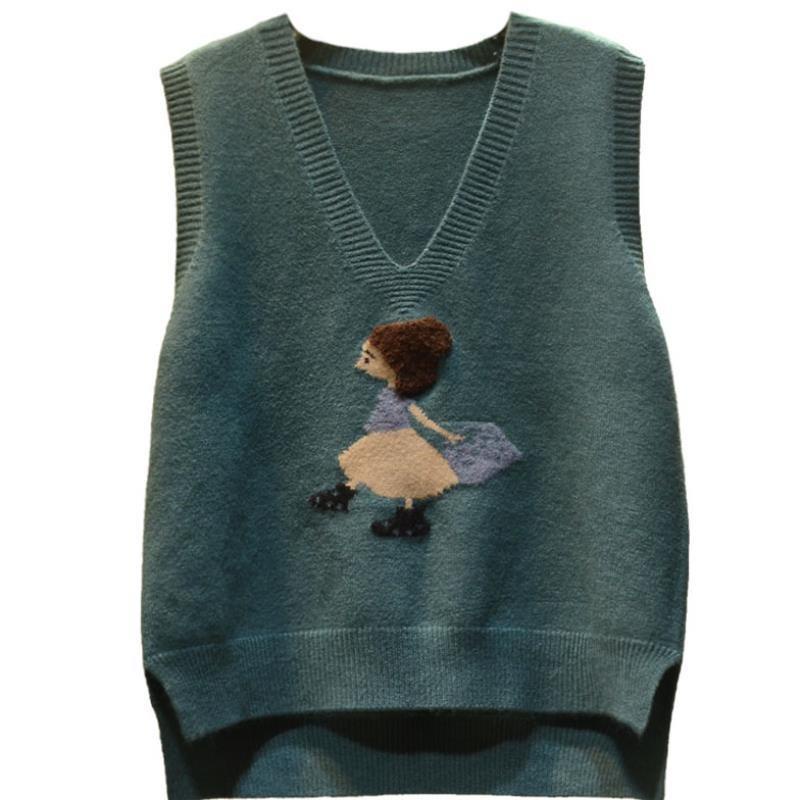 Áo Sweater Sát Nách Cổ Chữ V Dáng Rộng In Họa Tiết Hoạt Hình Kiểu Hàn Quốc Thời Trang Xuân Thu Cho Bé Gái 520.vn | BigBuy360 - bigbuy360.vn