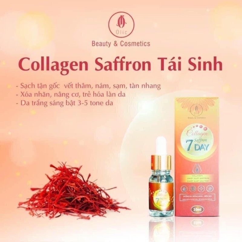 Serum Collagen Saffron 7day Olic -dưỡng ẩm cho da, giúp da trắng sáng, xoá mờ nếp nhăn- Serum olic mẫu mới( chính hãng)