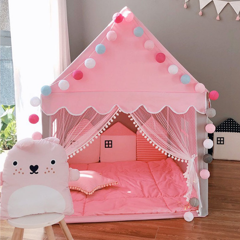 Lều cho bé lều trẻ em công chúa hoàng tử cỡ lớn có kèm đèn nháy tròn chất liệu dù siêu bền
