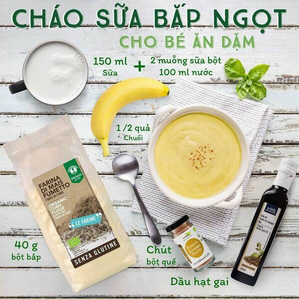 Bột bắp hữu cơ  dùng làm bánh, nấu soup cho bé và gia đình