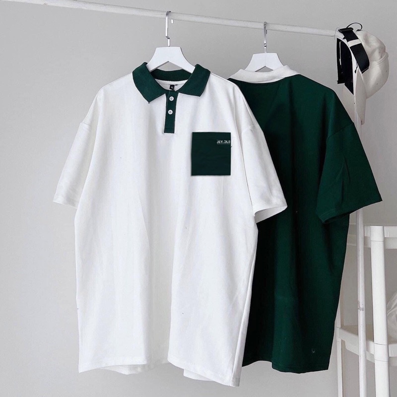 Áo Thun Polo Unisex JAY.CLO màu XANH LÁ/TRẮNG/ĐEN form rộng 🍃 Chất thun cá sấu form nam nữ unisex/Áo thun có cổ 🖤