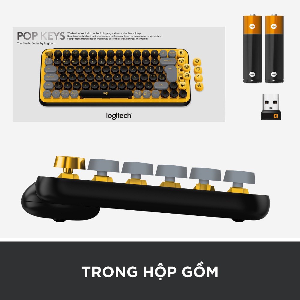 Combo chuột và phím cơ không dây Logitech POP KEYS&MOUSE với phím emoji có thể điều chỉnh - Mia Store