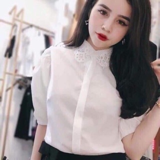 Sơ mi nữ cổ ren tay bồng