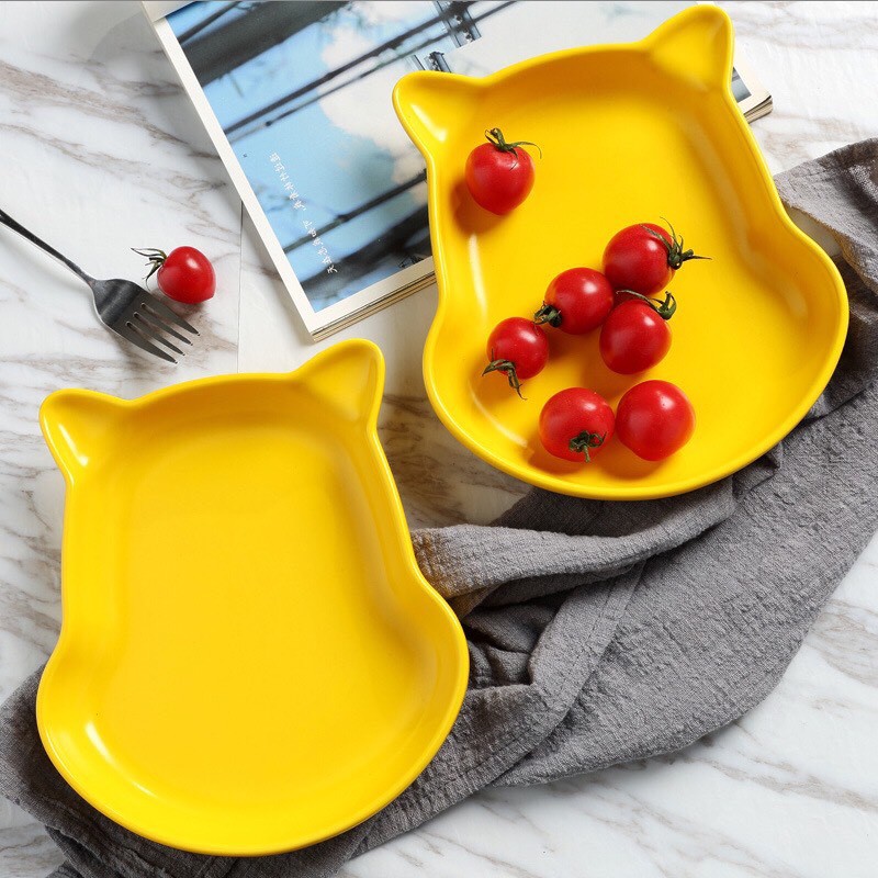 Combo đĩa sứ kèm chấm hình gấu Pooh ngộ nghĩnh