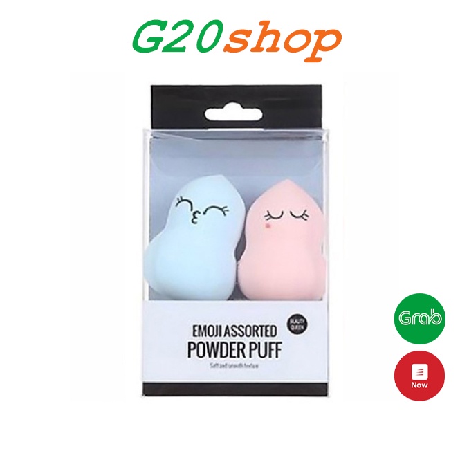 Hộp 2 bông mút Miniso Emoji mặt cười dễ thương, siêu mịn g20shop