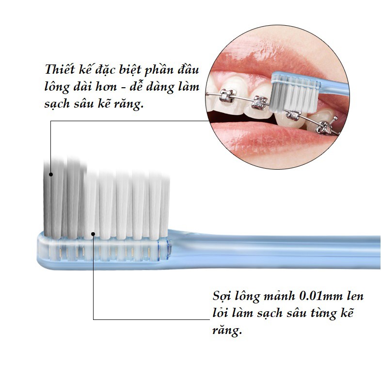 Bàn chải niềng răng đôi, chăm sóc răng miệng Sáng Tối, làm sạch sâu dành cho người niềng