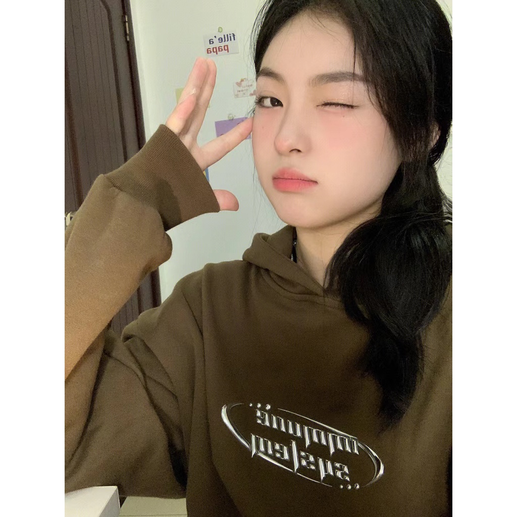 NRVP Áo Hoodie Tay Dài Oversize In Họa Tiết Phong Cách Hàn Quốc Kiểu Mới Cho Nam / Nữ