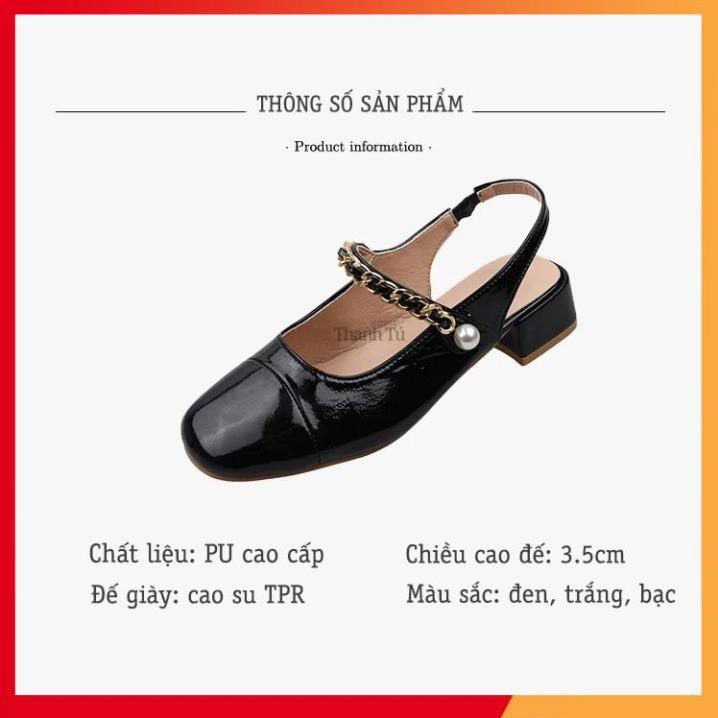 Siêu Hot -  🔥Có sẵn🔥Sandal Nữ Cao Gót Slingback Vintage Quai Hậu Mũi Vuông Bít Mũi Gót Vuông Phong Cách Hàn Quốc