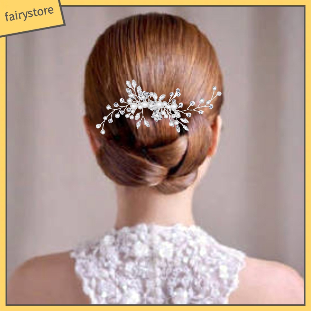 Trâm Cài Tóc Có Đính Đá &amp; Ngọc Trai Giả Cho Nữ