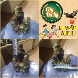 Tượng 3 ông tiên Phúc Lộc Thọ mini gốm sứ Bát Tràng - 8x8x12 cm làm mô hình trang trí tiểu cảnh, trang trí bể cá