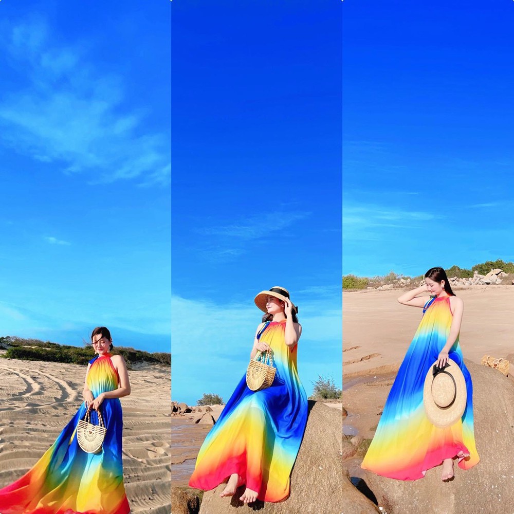 Đầm váy maxi cổ yếm họa tiết loang màu HaKieu Msp018 ( hình chụp thật) | BigBuy360 - bigbuy360.vn