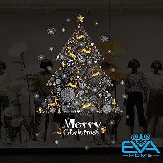 Decal Dán Tường Dán Kính Cây Thông Và Bông Tuyết Trang Trí Giáng Sinh XH9293 M2054