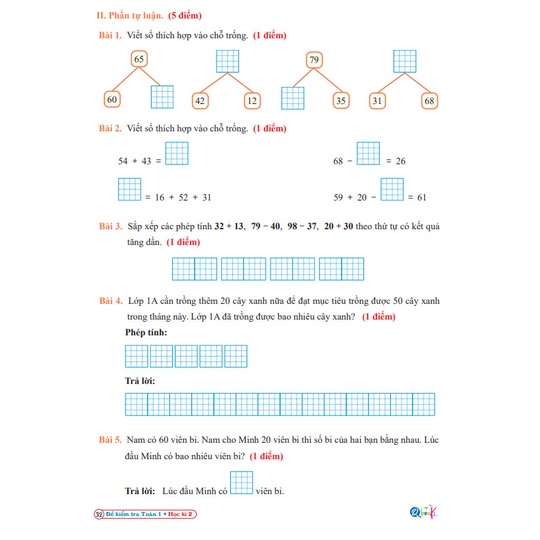 Sách - Combo Bài tập tuần và Đề kiểm tra Toán lớp 1 học kỳ 2 (Cùng học để phát triển năng lực) - 2 cuốn