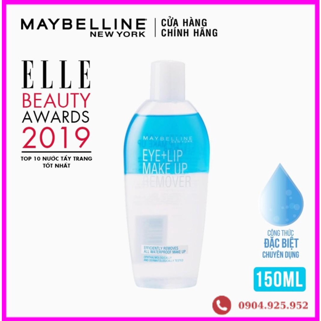 Nước Tẩy Trang Mắt và Môi Chuyên Dụng 2 lớp Maybelline New York Eye & Lip Makeup Remover 150ml