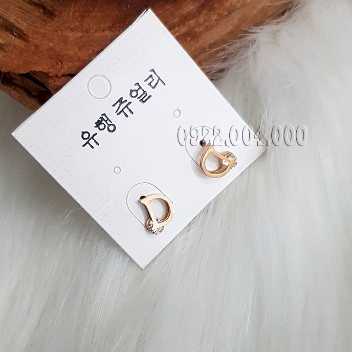 Bông tai nữ, bông tai chữ D kẹp đá.