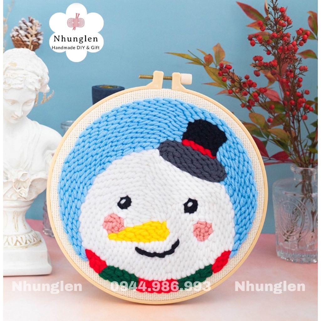 DIY Bộ Thêu Len Xù Chủ Đề Hình Ngộ Nghĩnh - Punch Needle Decor - Qùa Tặng Handmade Ý Nghĩa