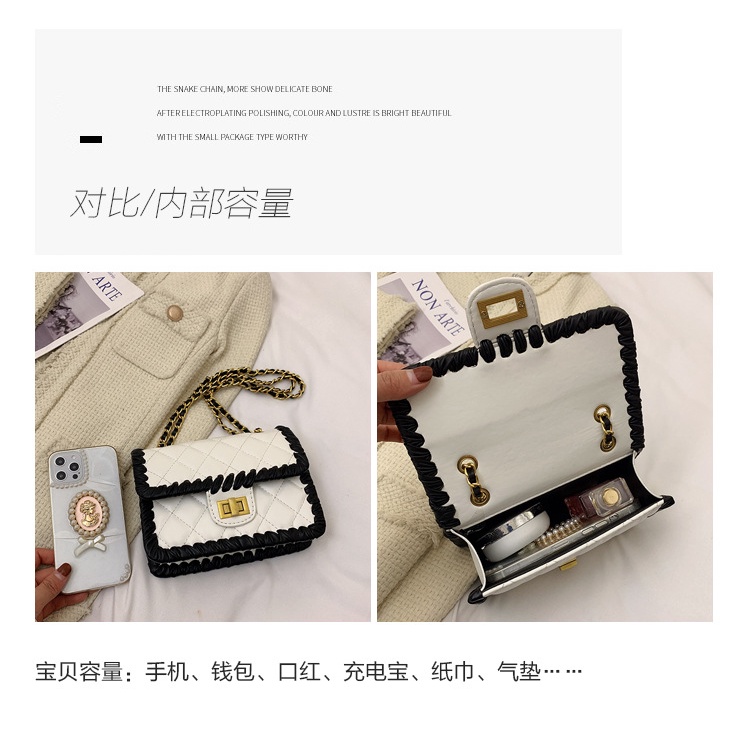 Túi Đeo JASMIN NOIR Chéo Dáng Vuông Nhỏ Họa Tiết Sọc Caro Phối Dây Xích Thời Trang Trẻ Trung Cho Nữ