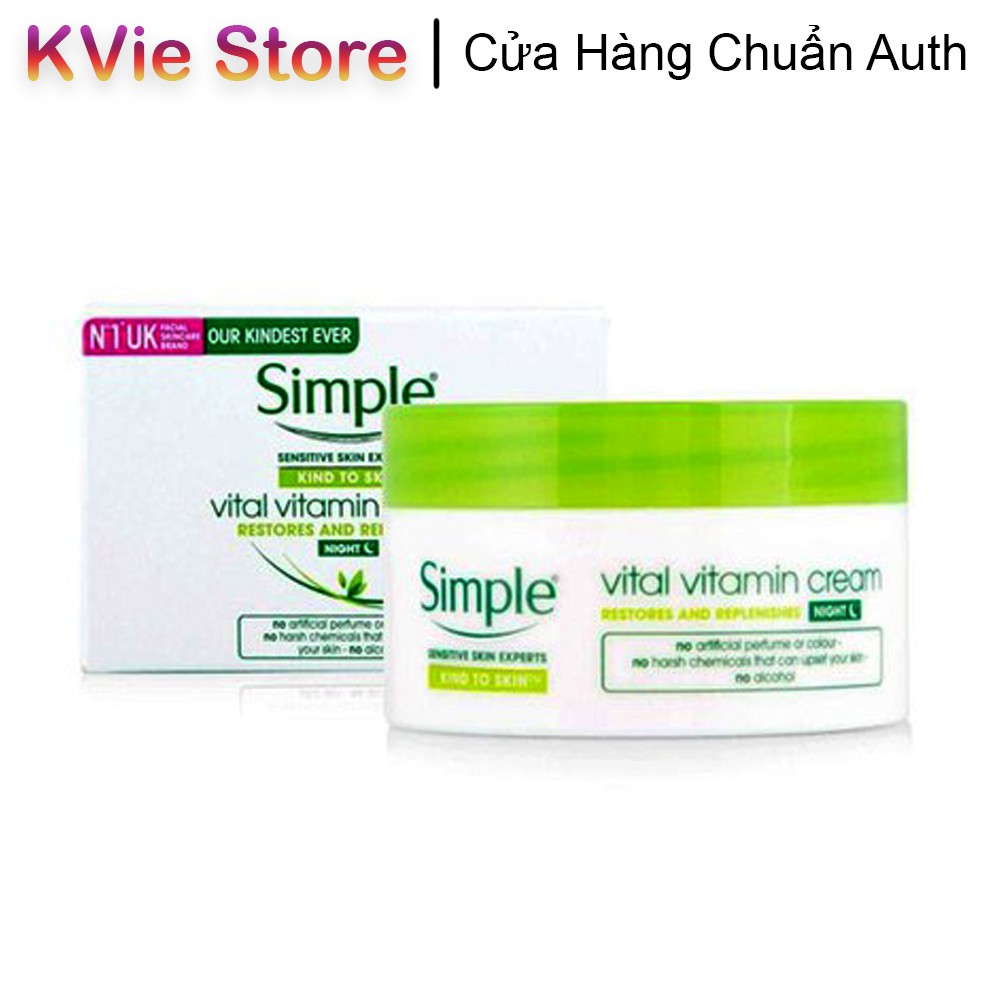 Kem Dưỡng Da Ban Đêm Simple Kind To Skin Vital Vitamin Night Cream 50ml