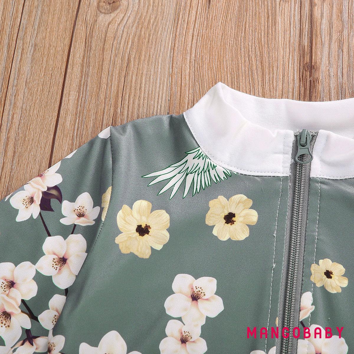 Set Áo Khoác Cardigan Tay Dài &amp; Quần Dài In Hoa Cho Bé Gái Từ 0-5 Tuổi