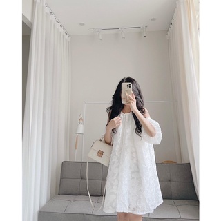 Váy cut out vai hoa nổi Samhyewear