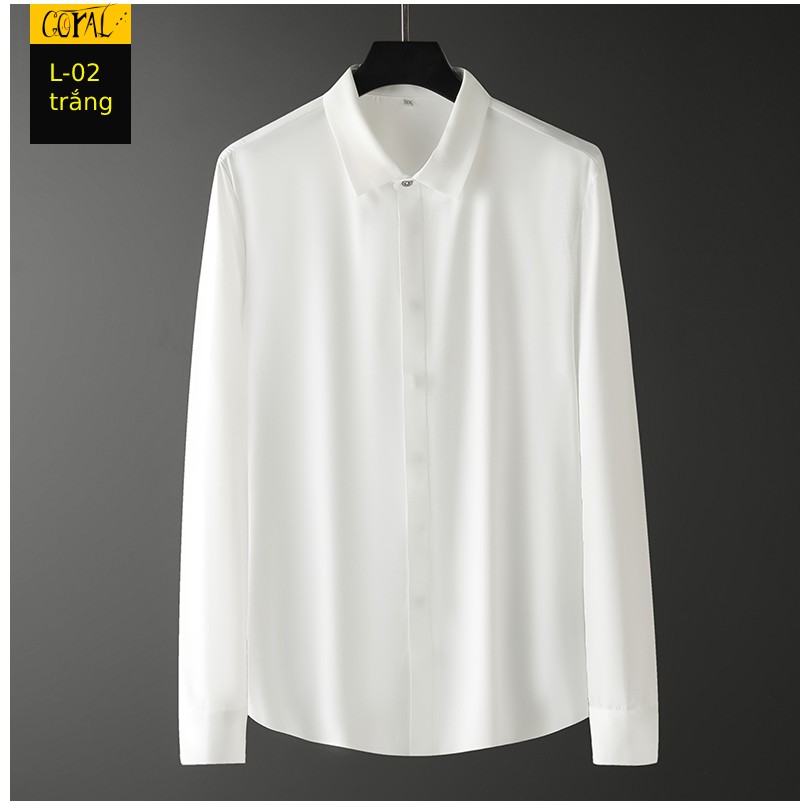 ÁO SƠ MI LỤA CỔ ĐỨC NAM- ÁO SƠ MI CỔ ĐỨC DÀI TAY