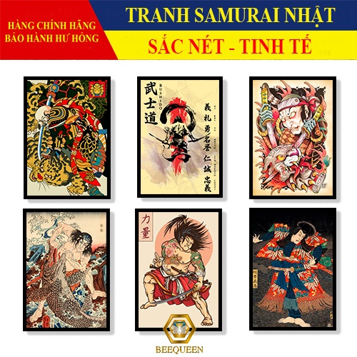 21-40 Mẫu Tranh Samurai Trang Trí Nhà Hàng, Tiệm Xăm Tattoo Phong Cách Nhật Bản Xưa