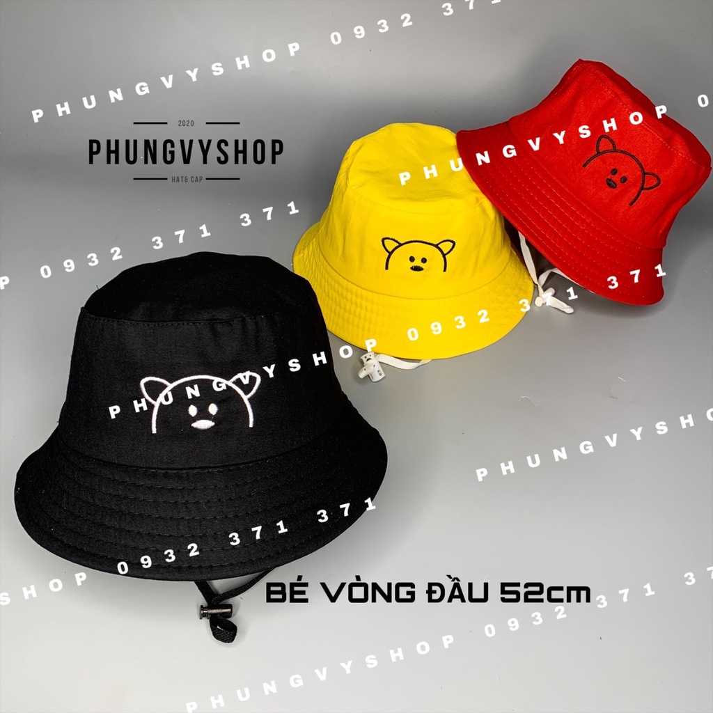 Bé 2.5-6 Tuổi/ Vòng đầu 52cm_ Mũ Bo cực dễ thương THÊU KHUNG GẤU- Nón Tai bèo