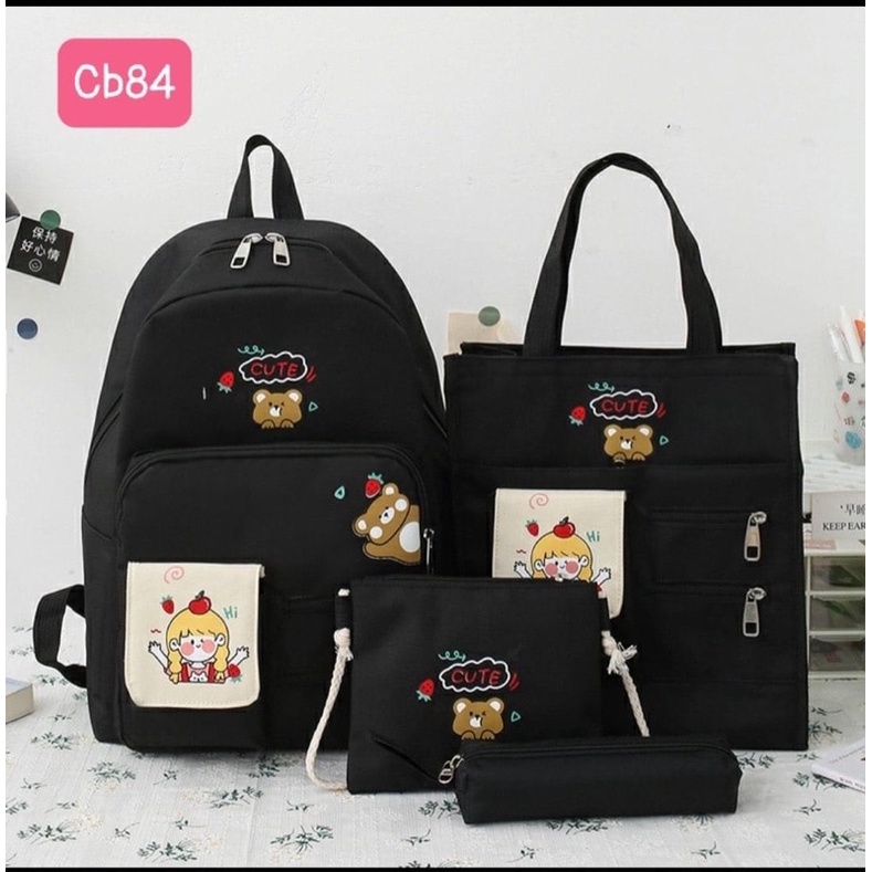 Set Balo 4 Món - Combo Balo 4 Món Cô Bé Táo