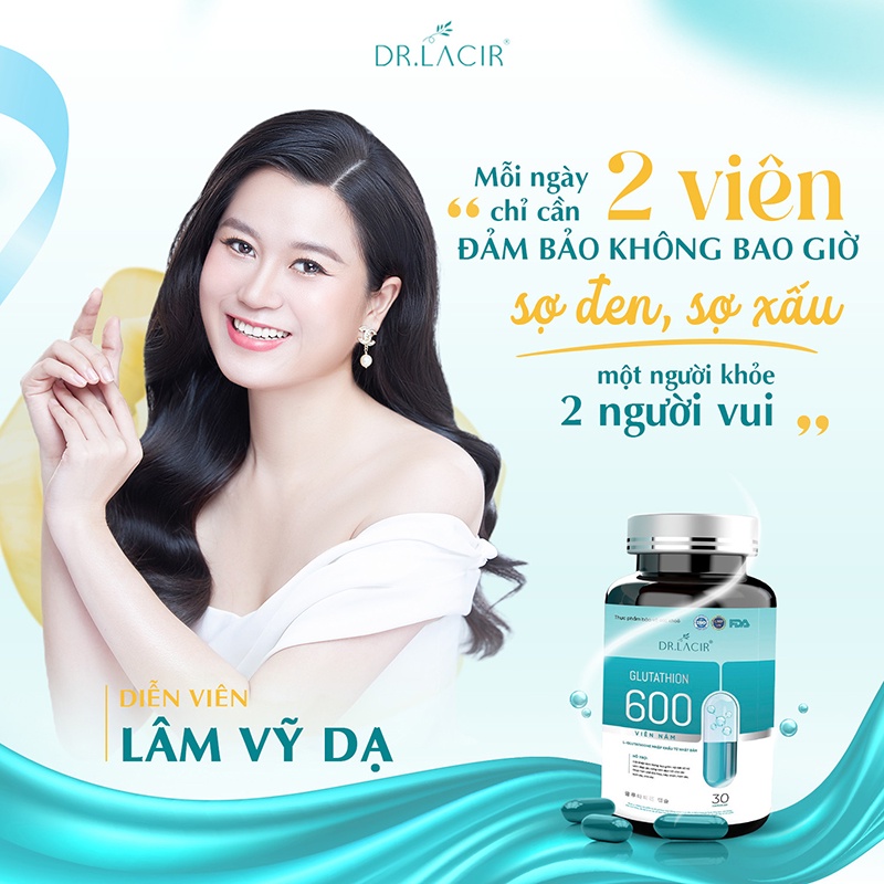 Combo 6 hộp viên uống trắng da ng.ừa n.ám DR.LACIR GLUTATHION 600 DR600