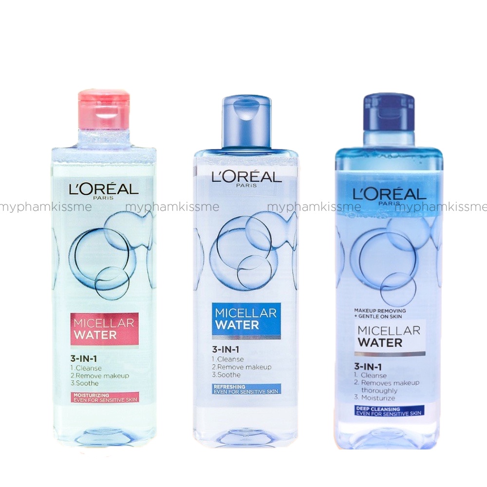 (NHẬP KHẨU CHÍNH HÃNG) Nước Tẩy Trang L'Oreal Micellar Water 3-in-1 size 400ml