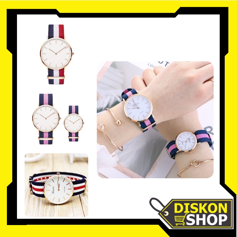Cửa hàng giảm giá - J105 Đồng hồ đeo tay / Đồng hồ dây vải Canvas nhiều màu cho cặp đôi