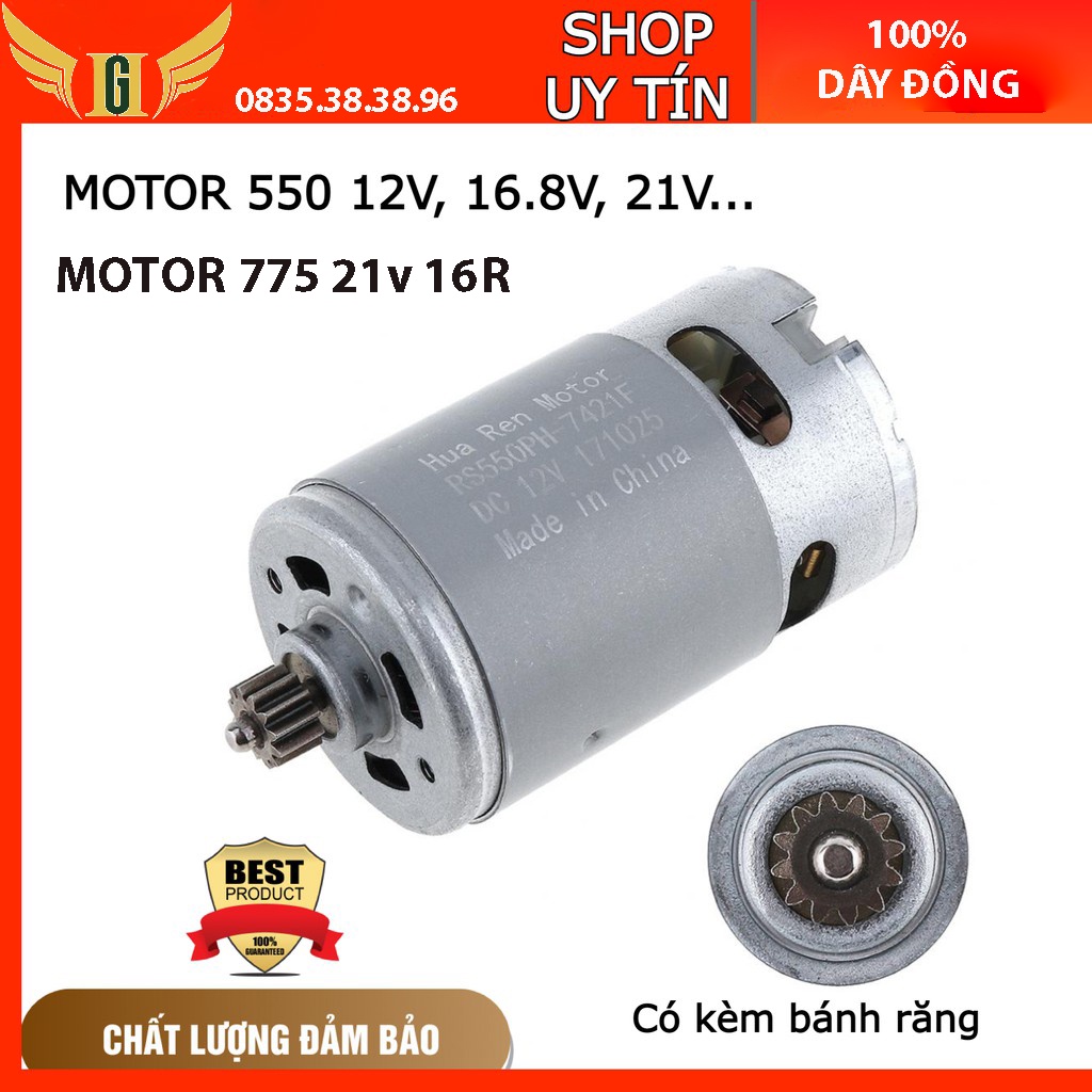 Motor 550 12v 21v - Motor 775 21v Công Suất Cao Chuyên Cho Máy Pin 12v 21V