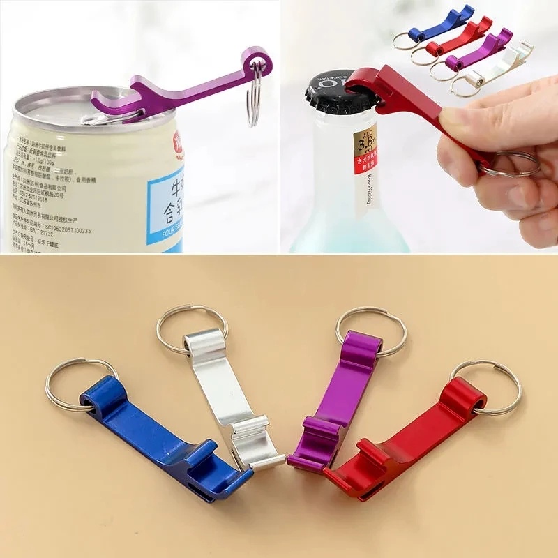 Dụng cụ cụ khui mở nắp chai bia, Móc chìa khóa mini 2in1 đa năng nhiều màu dễ thương