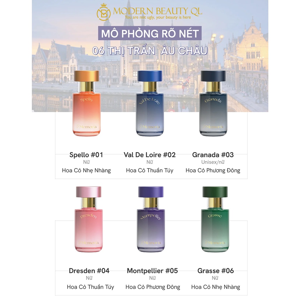 Nước Hoa Nữ De Memoria Đủ mùi Ngọt Ngào- Thanh Mát- Quyến Rũ- Unisex