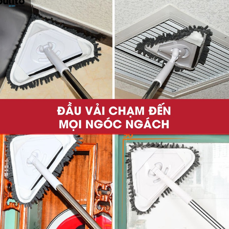 Gói lau nhà siêu tiết kiệm 3 trong 1 Cây lau nhà chữ X,chổi chà sàn,cây lau kính tam giác Tiết kiệm 115K -LS COMBO1