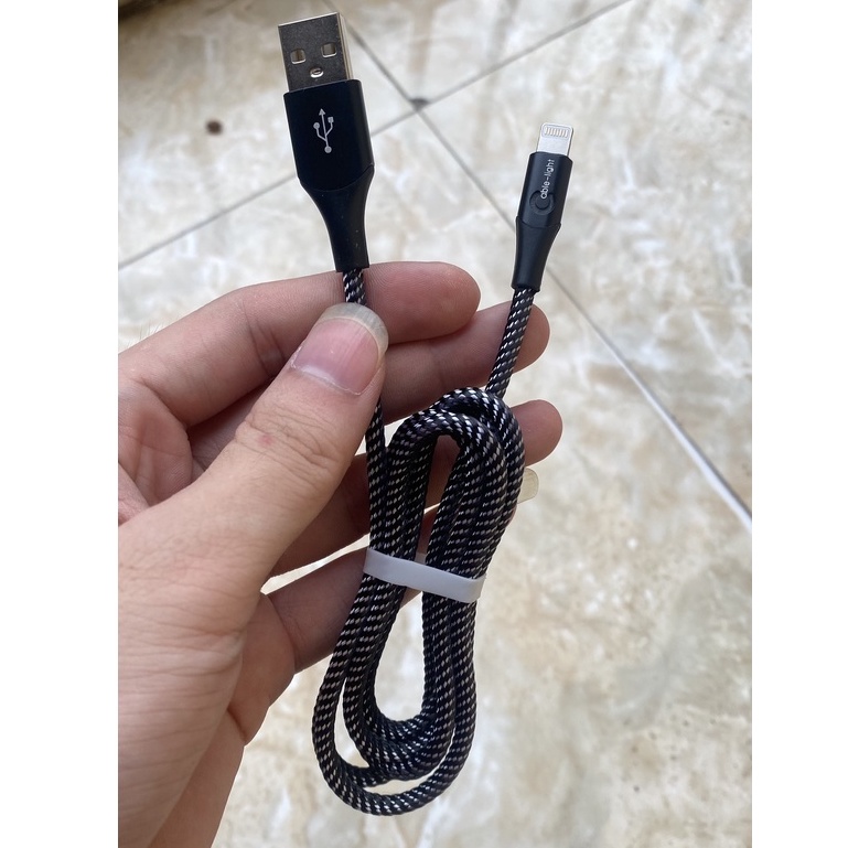 Dây sạc tự ngắt lP USB to lP dây sạc bọc dù có đèn led báo, tương thích củ cóc sạt nhanh cho Ip 5/6/7/8/x/11/12 dài 1m