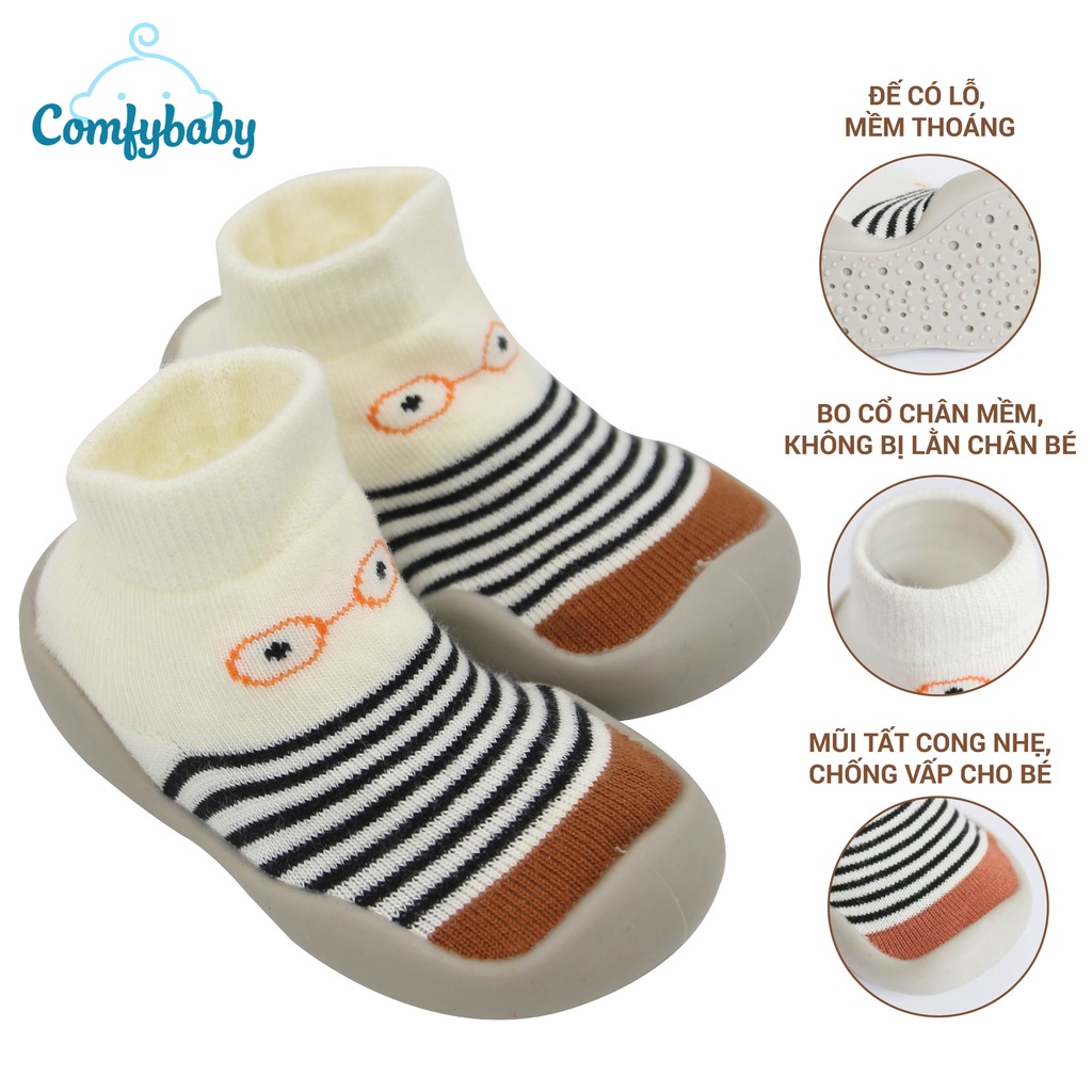 Giày bún tập đi dạng tất cao cổ đế cao su chống trượt -  phong cách Hàn Quốc Comfybaby GB002- chính hãng