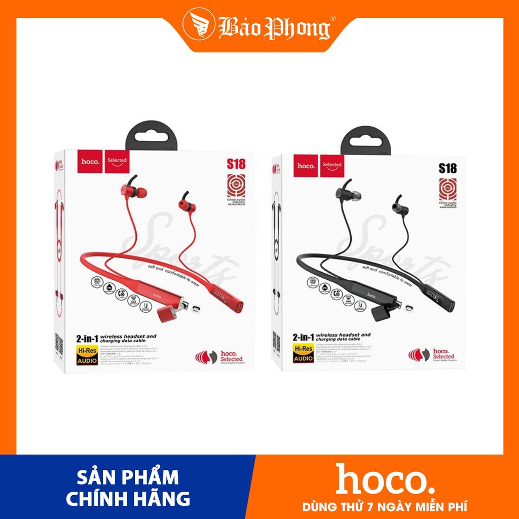 Tai nghe thể thao HOCO S18 không dây bluetooth V4.2 Dành cho điện thoại iP Huawei Samsung Oppo Realme