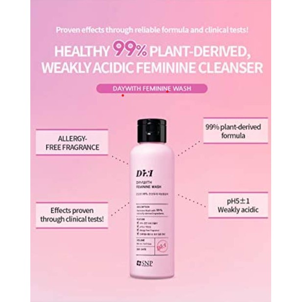 [DATE 18/08/23] Dung dịch vệ sinh chiết xuất thảo dược cho vùng kín hồng tươi SNP Dr:I Daywith Feminine Wash 160ml