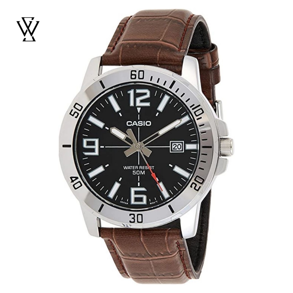 Đồng Hồ Quartz Nam Casio WATCHSTORE MTP-VD01L-1BVUDF Thiết Kế Kính Khoáng 45mm, Dây Đeo Da Và Vỏ Thép Không Gỉ