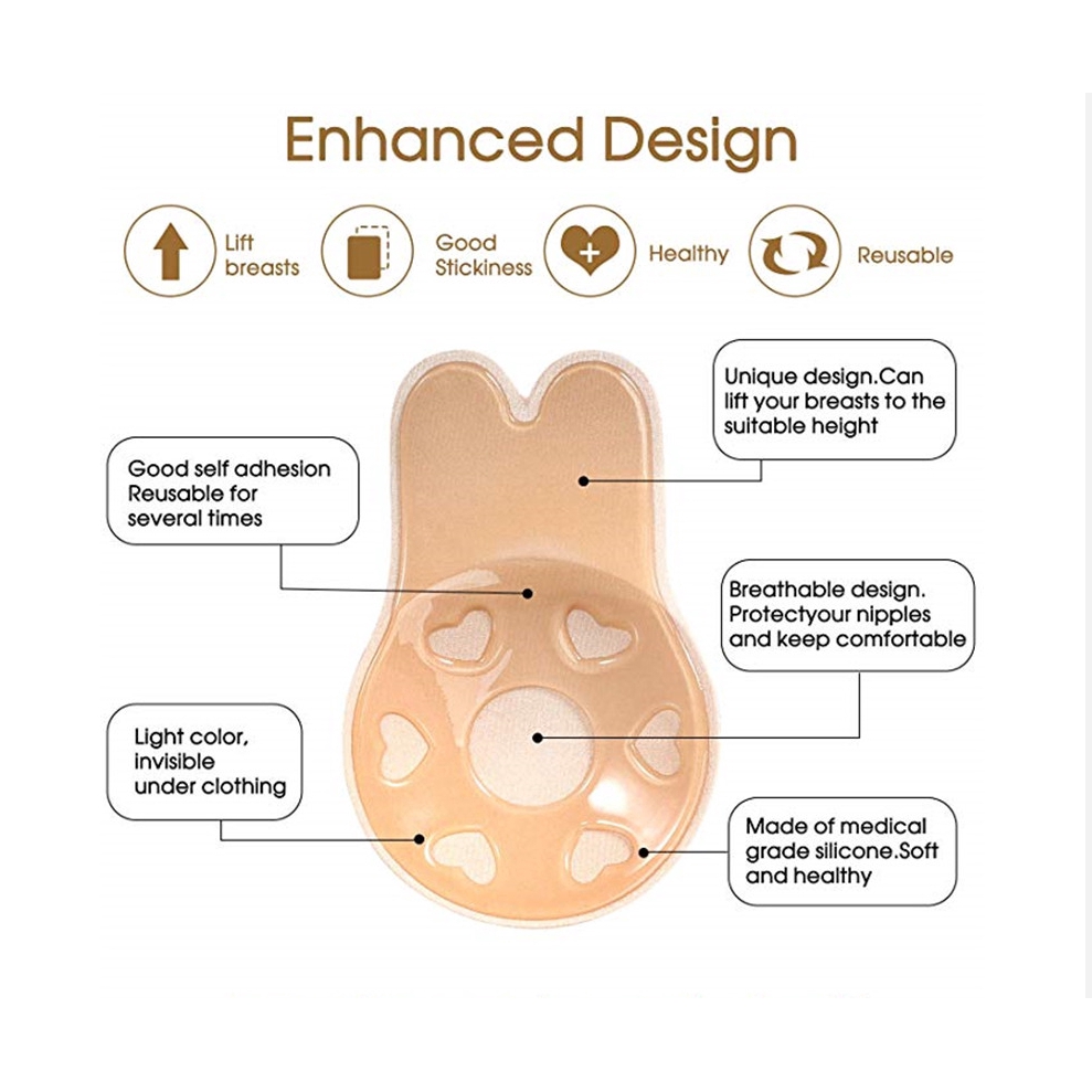 Cặp miếng dán núm ti áo ngực vô hình thiết kế tai thỏ ba chiều
