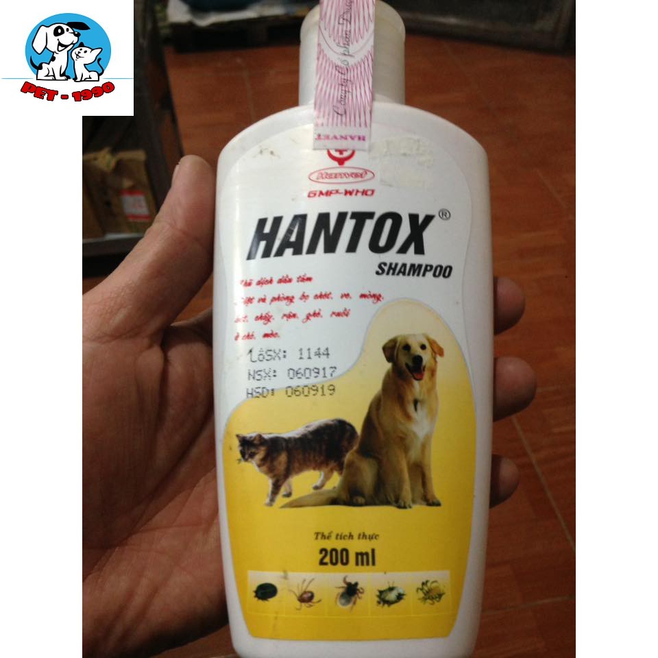 Sữa Tắm Hantox Shampoo 200ml T.rị Ve Rận, Bọ Chét, Kháng Khuẩn Ngoài Da Chó Mèo