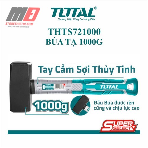 THTS721000 Búa tạ 1000g TOTAL , dùng để đập vỡ những vật liệu to lớn, cứng cáp khác như đá, gạch...