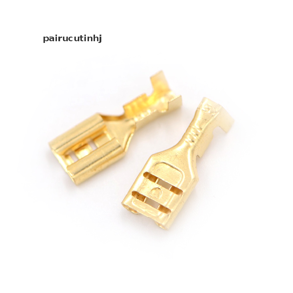 Set 100 Đầu Nối Dây Loa Xe Hơi Bằng Đồng Mạ Vàng 4.8mm