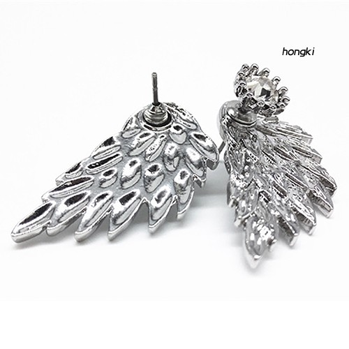 1 Đôi Bông Tai Hình Cánh Thiên Thần Đính Đá Thời Trang Dành Cho Nữ