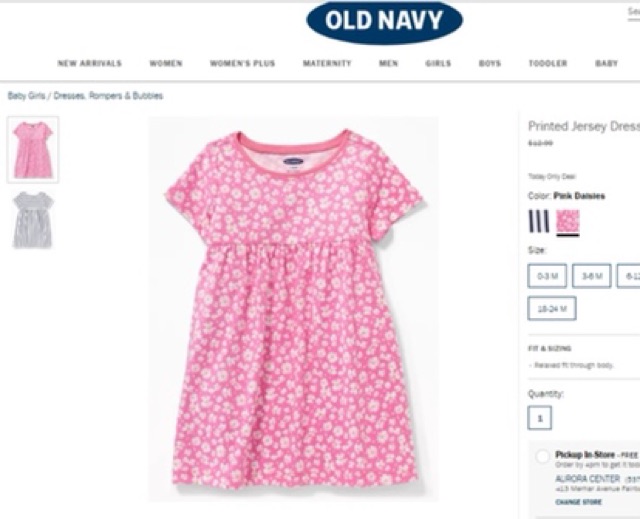 Váy thun Old Navy xuất dư size 0/3m-24m