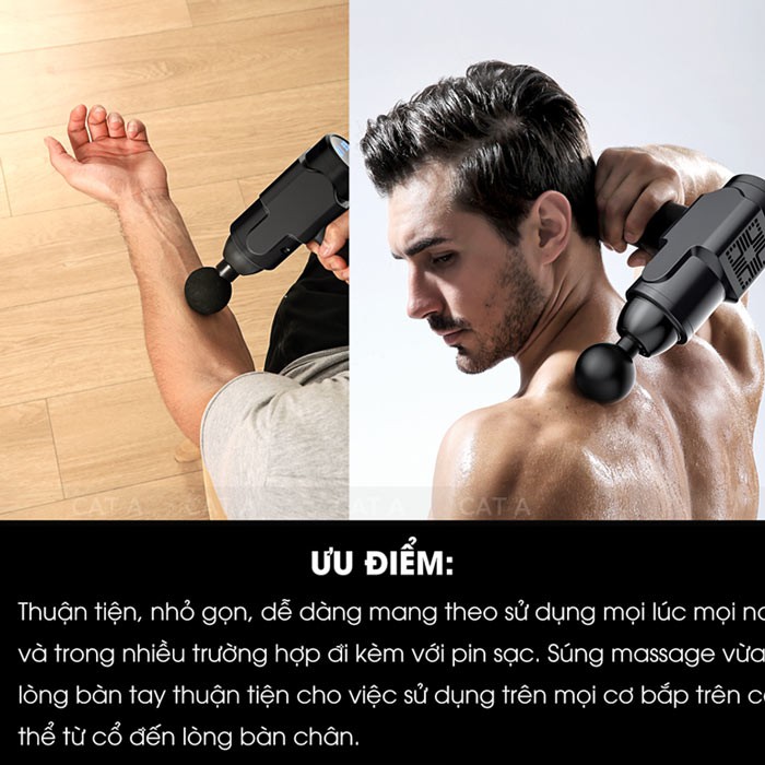 [BH Chính Hãng] Súng Massage Cầm Tay 6 đầu, 30 mức độ rung Cát Á EM009 - Thiết bị massage trị liệu - Điều trị căng cơ