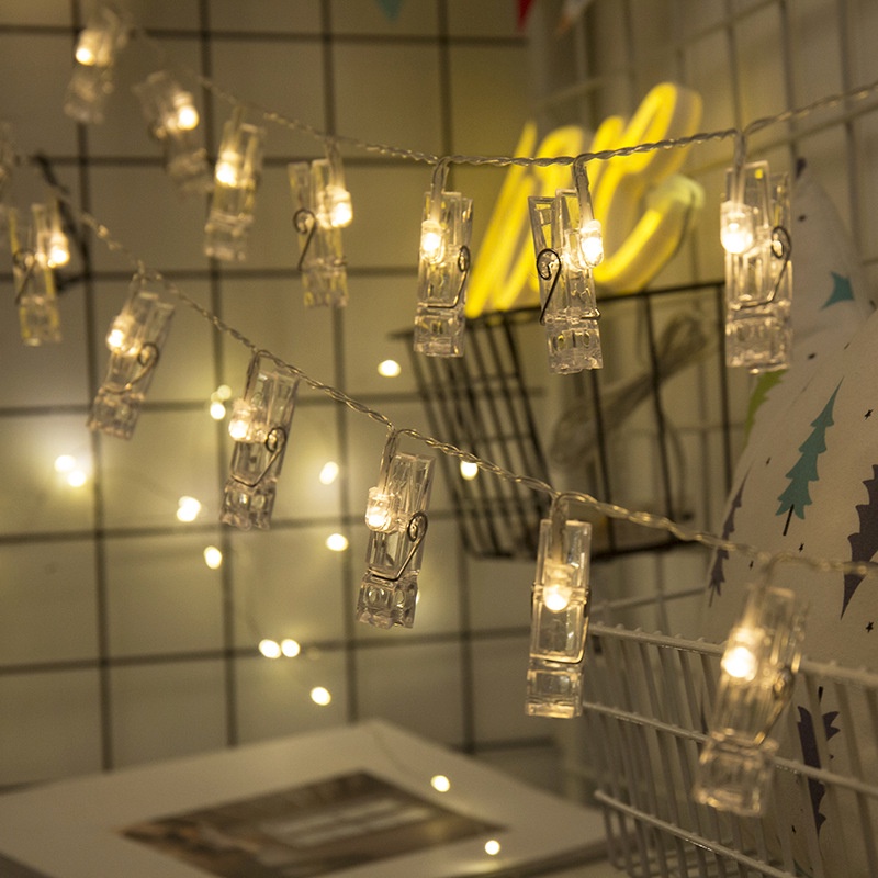 Dây đèn led trong suốt dạng kẹp treo ảnh thích hợp trang trí ngoài trời