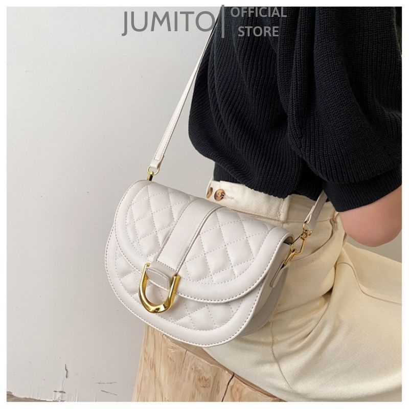 Túi xách nữ đeo chéo kẹp nách C.K vạt bầu size 19 cm trần trám da phồng JUMITO T1.049.DE