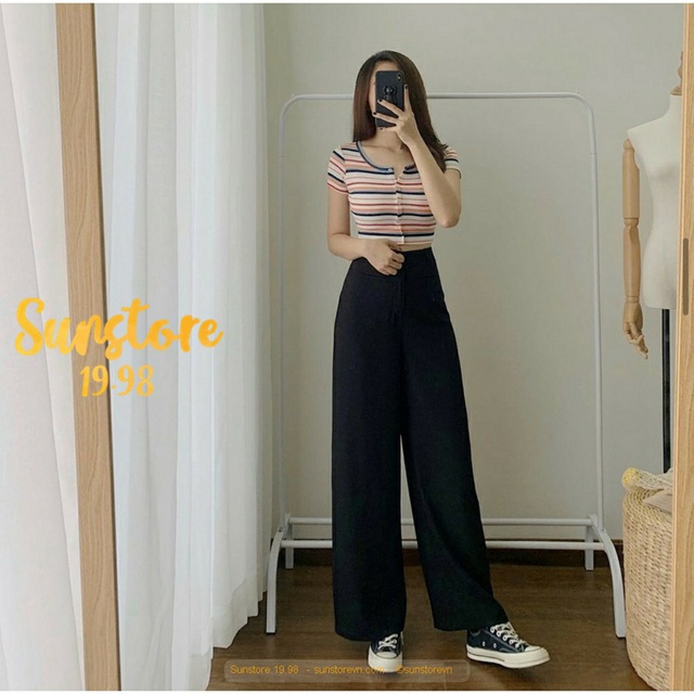 Quần ống suông rộng khoá trước siêu đẹp